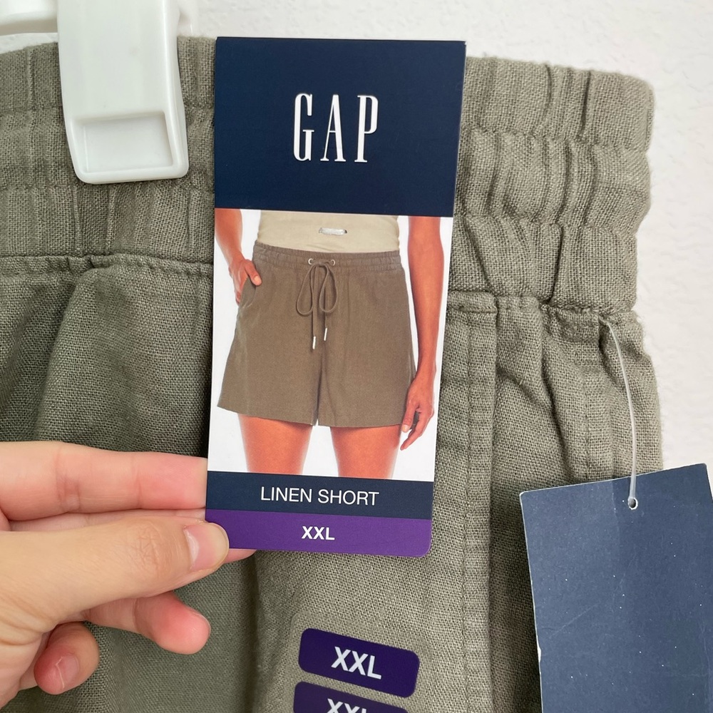 Gap Women's Comfy Cool Linen Blend Drawstring Summer Shorts in Vetiver Size XXL - Picture 10 of 10